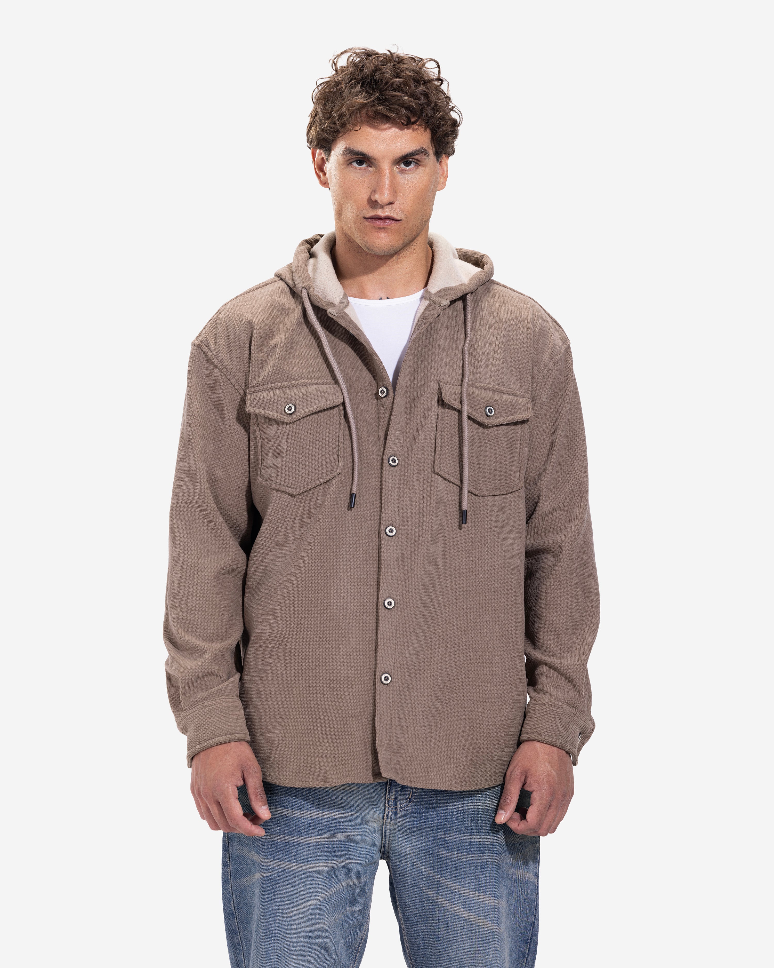 Long Sleeve Overshirt - Men - Plain