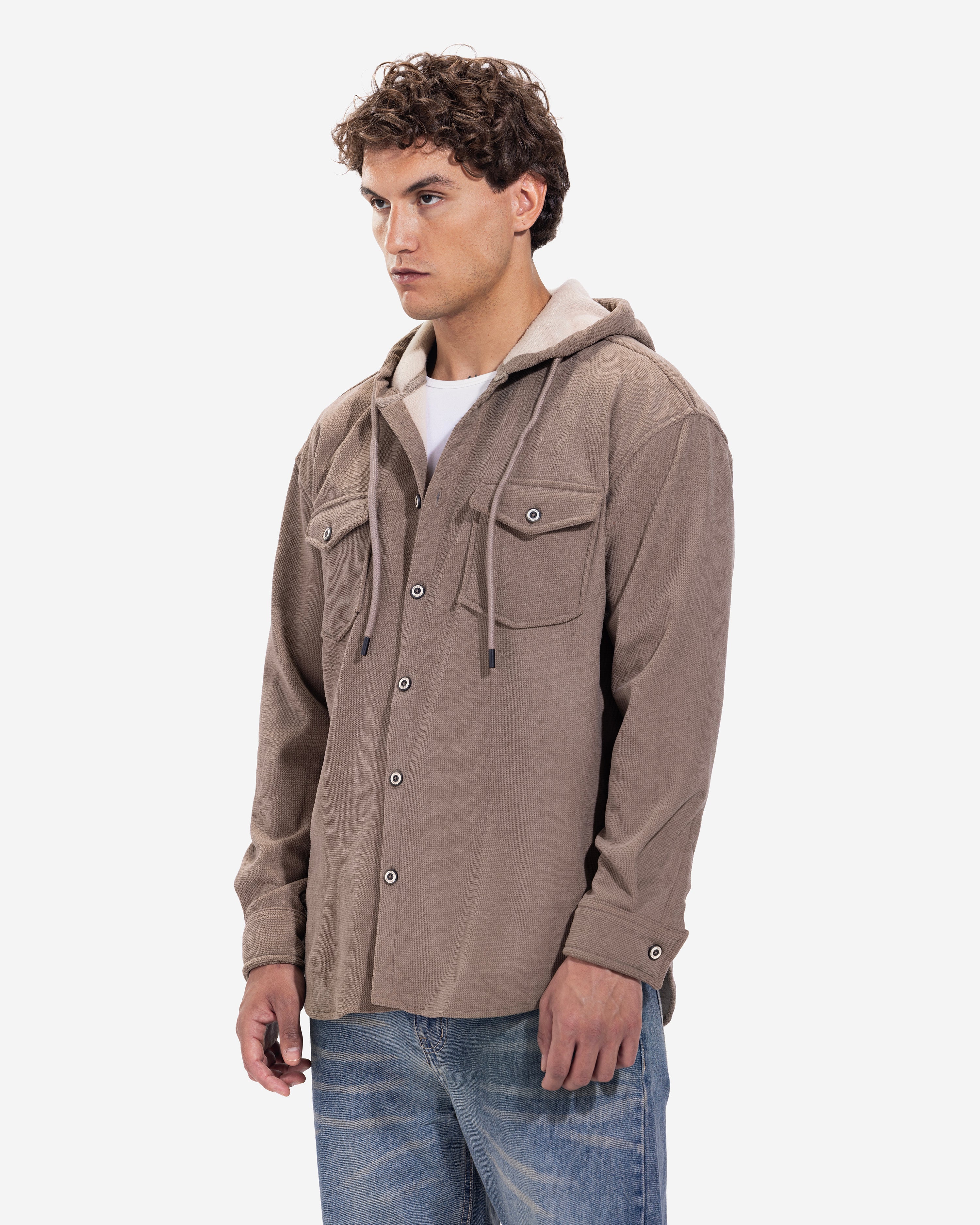 Long Sleeve Overshirt - Men - Plain