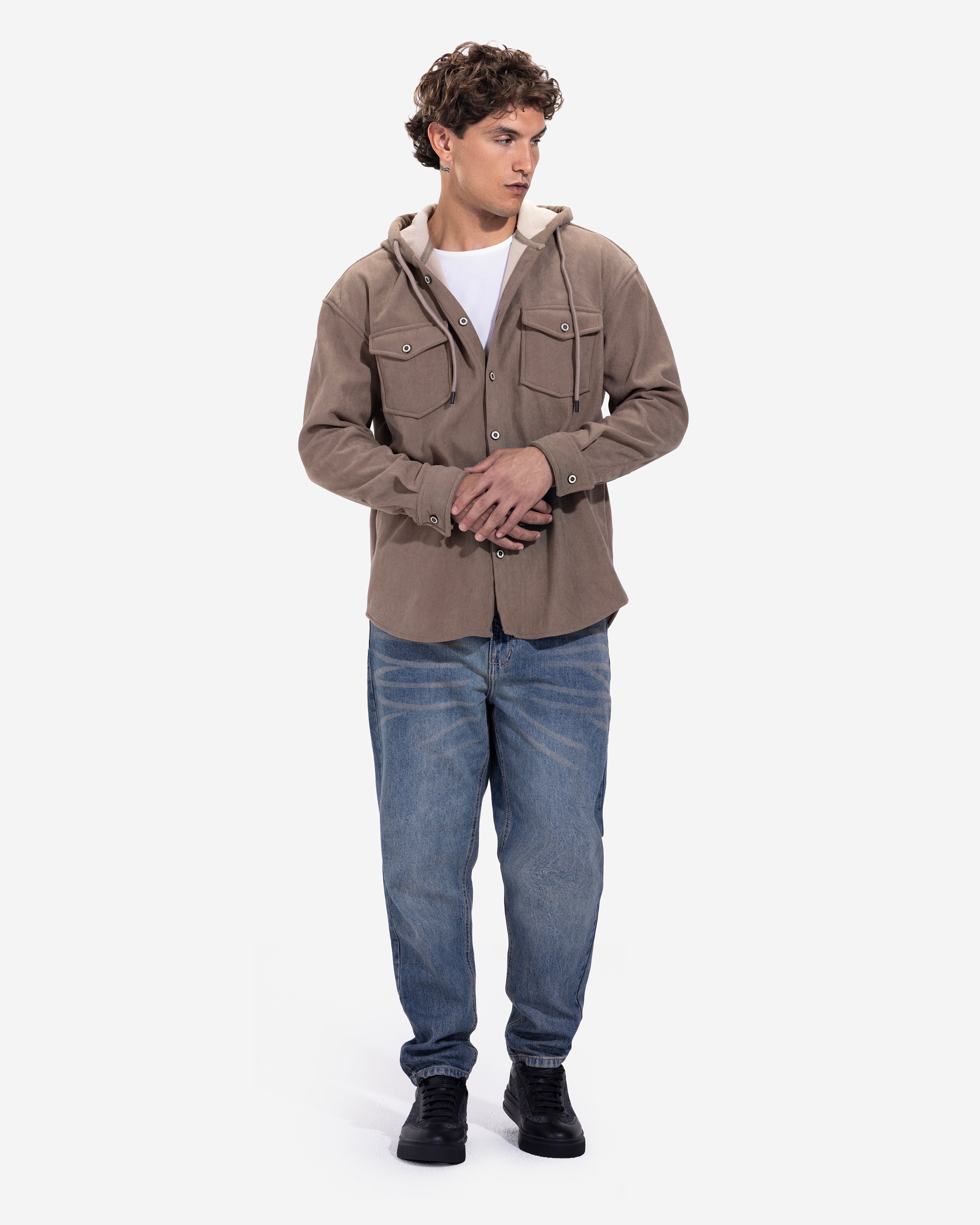 Long Sleeve Overshirt - Men - Plain