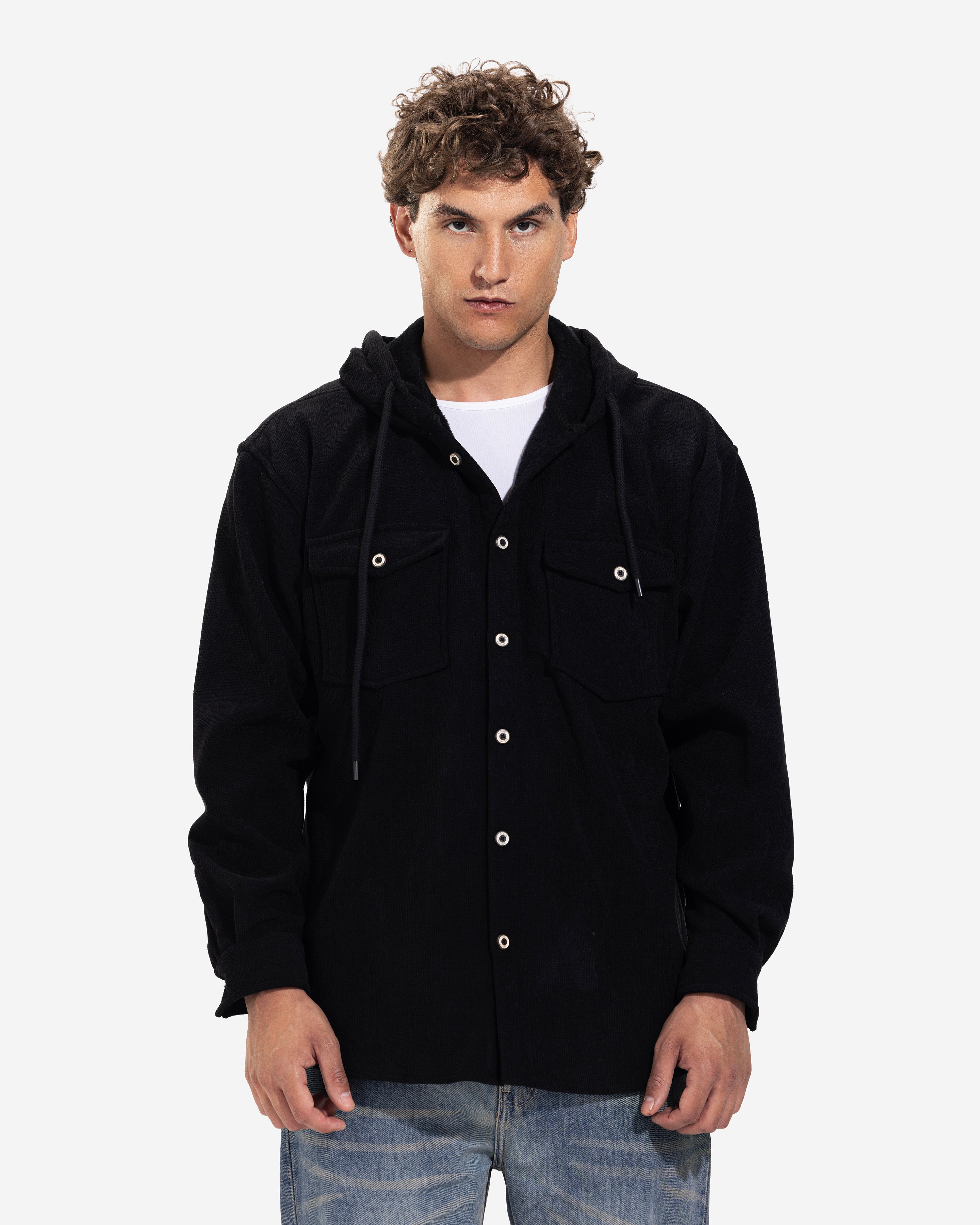 Long Sleeve Overshirt - Men - Plain