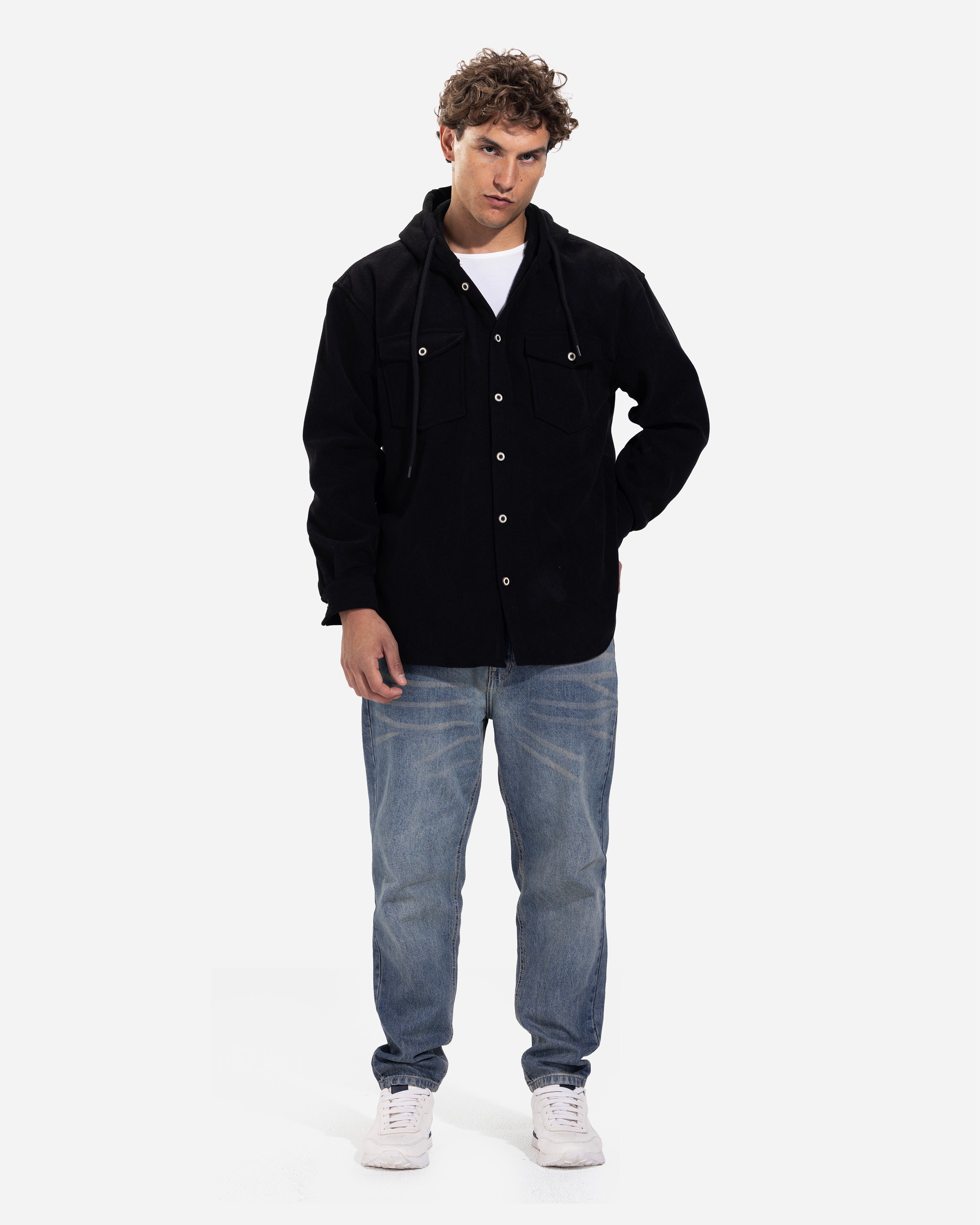 Long Sleeve Overshirt - Men - Plain