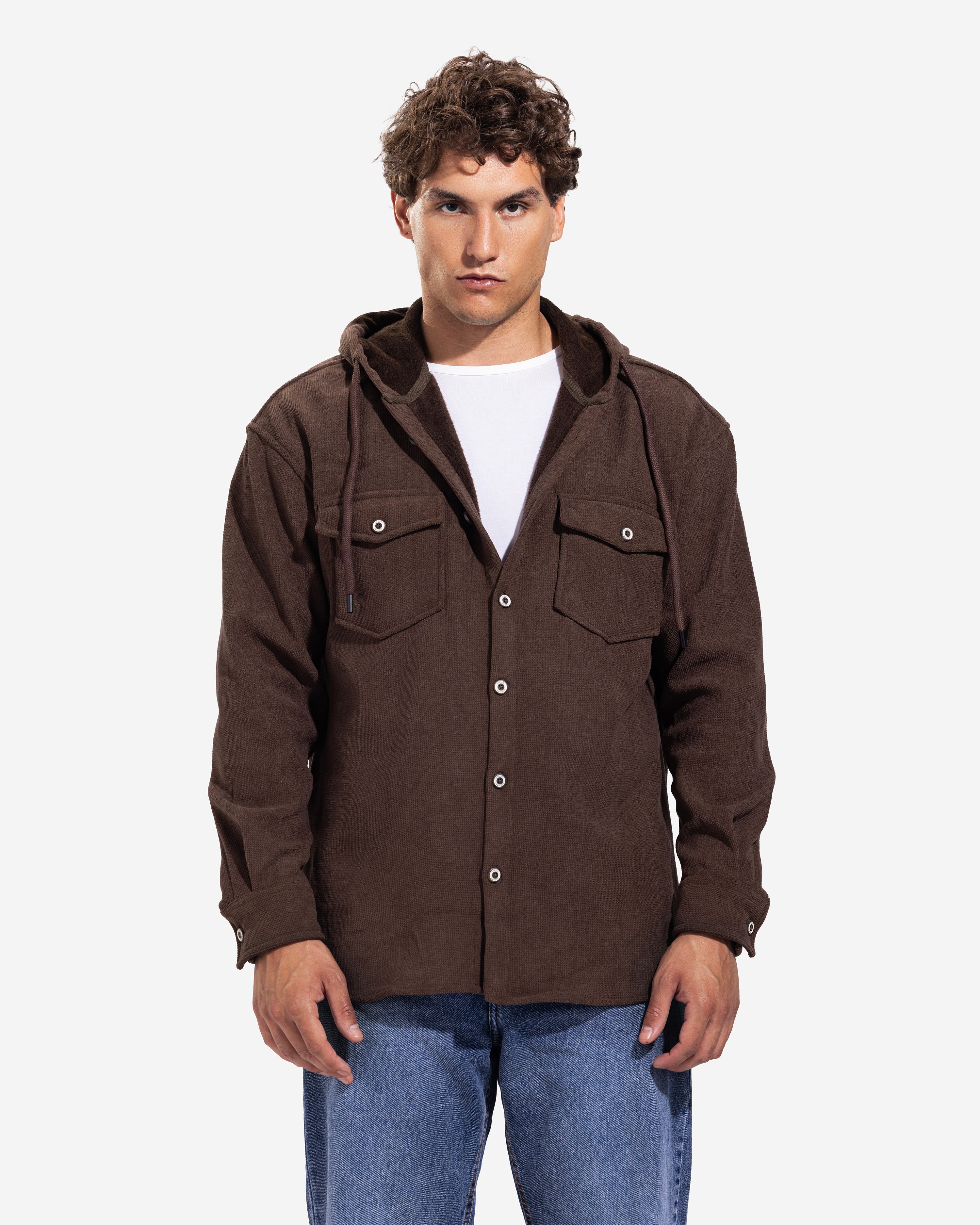 Long Sleeve Overshirt - Men - Plain