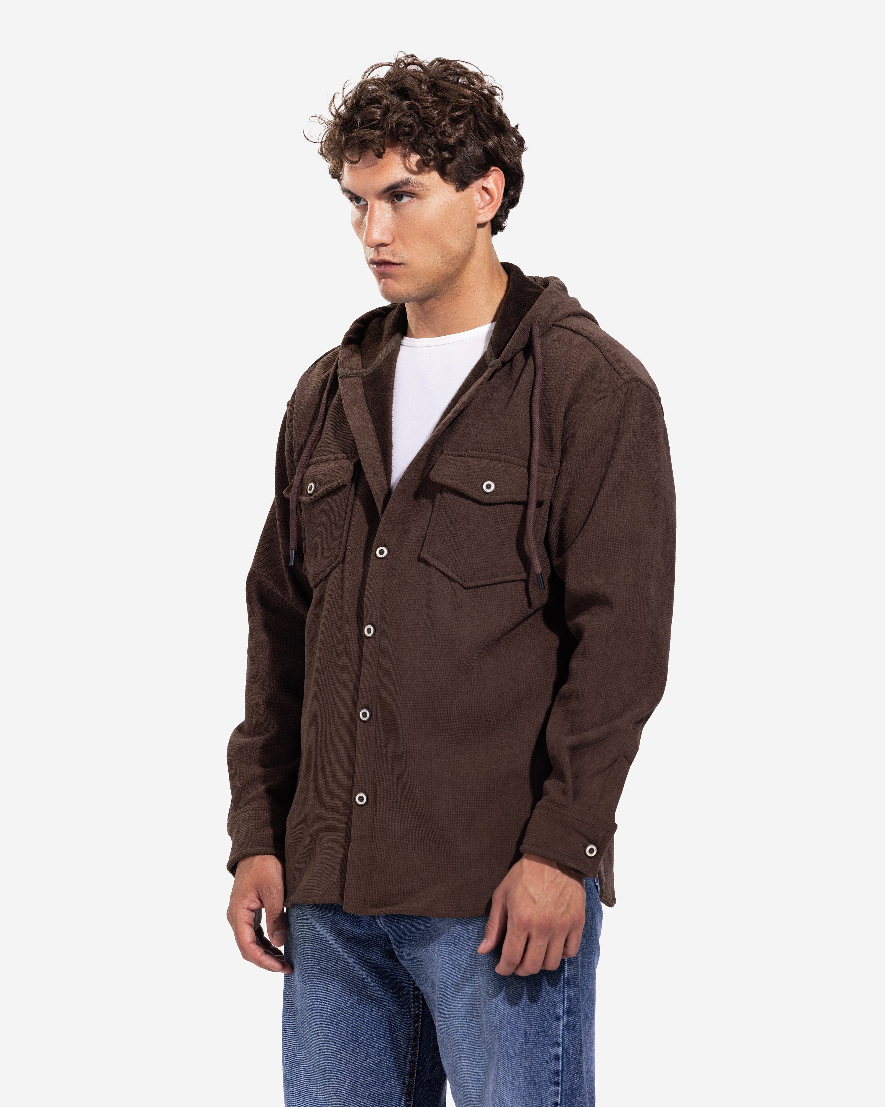 Long Sleeve Overshirt - Men - Plain