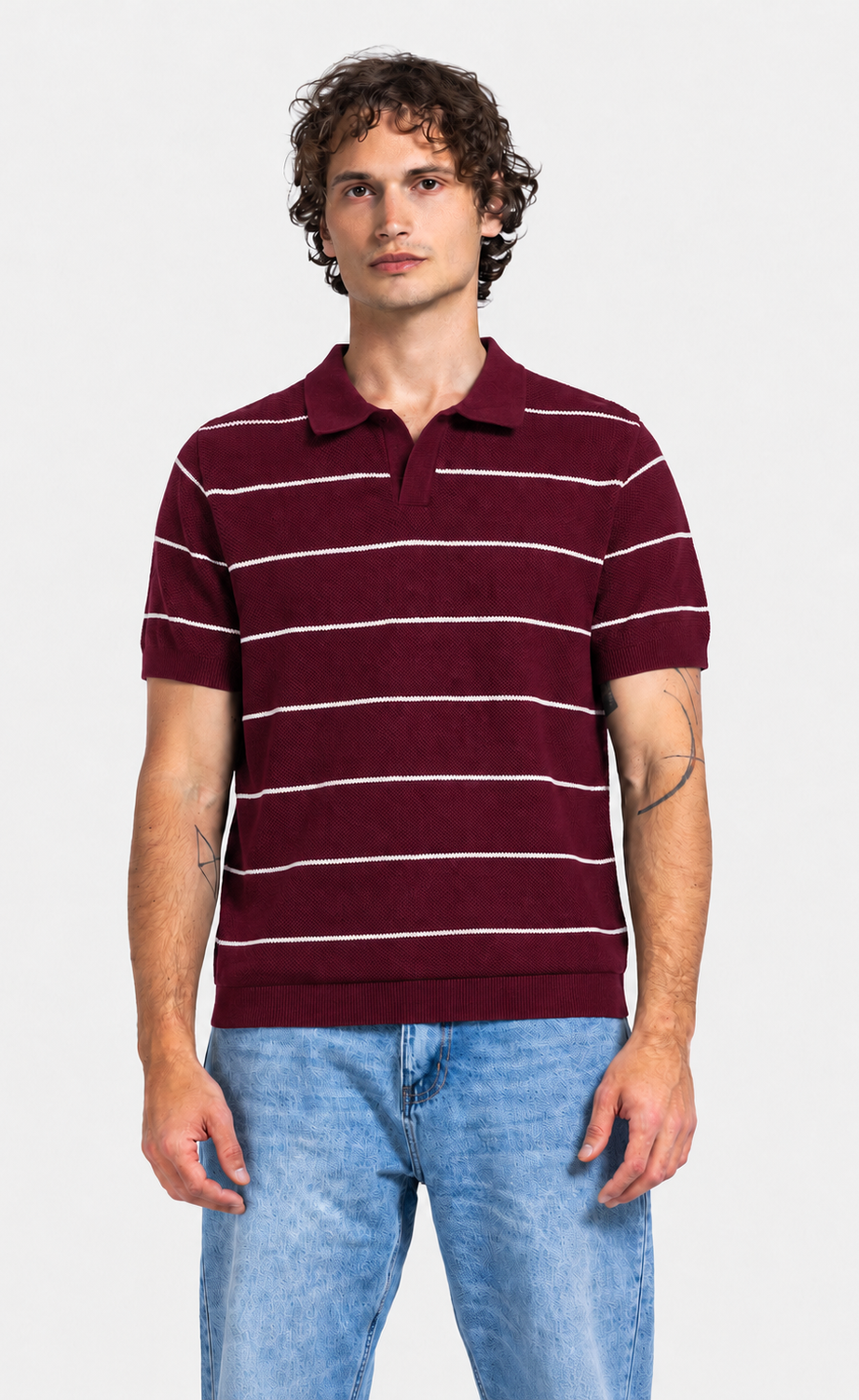 Men's Striped Short-Sleeve Polo Shirt