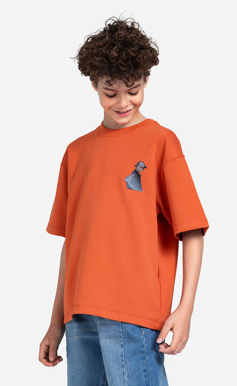 Boys' Printed T-Shirt - Burgundy, Orange & Dusty Green – view 6
