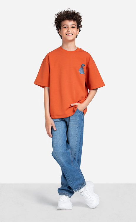 Boys' Printed T-Shirt - Burgundy, Orange & Dusty Green – view 8