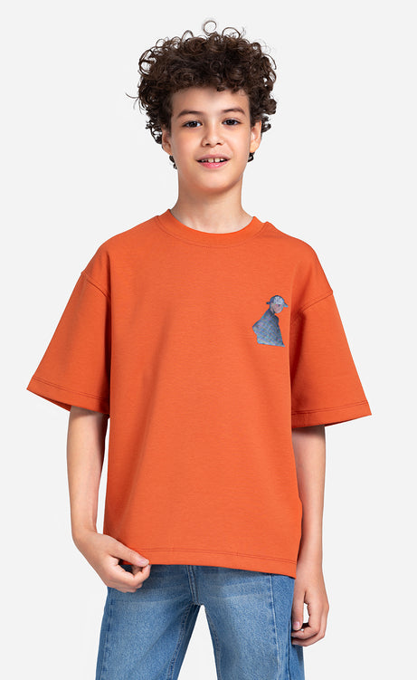 Boys' Printed T-Shirt - Burgundy, Orange & Dusty Green – view 5