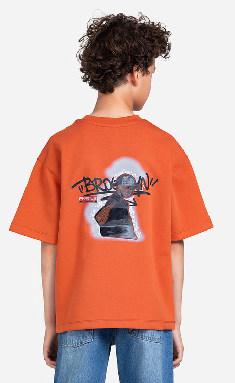 Boys' Printed T-Shirt - Burgundy, Orange & Dusty Green – view 7