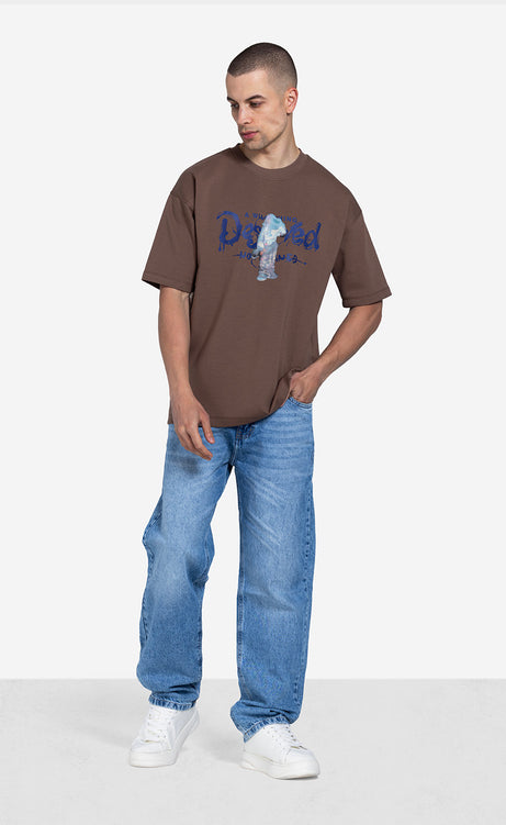 Men's Printed T-Shirt - Dark Orange, Cocoa & Mystic – view 8