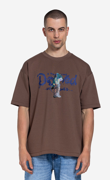 Men's Printed T-Shirt - Dark Orange, Cocoa & Mystic – view 5
