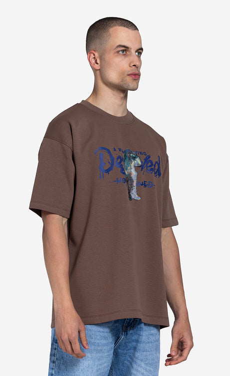 Men's Printed T-Shirt - Dark Orange, Cocoa & Mystic – view 6