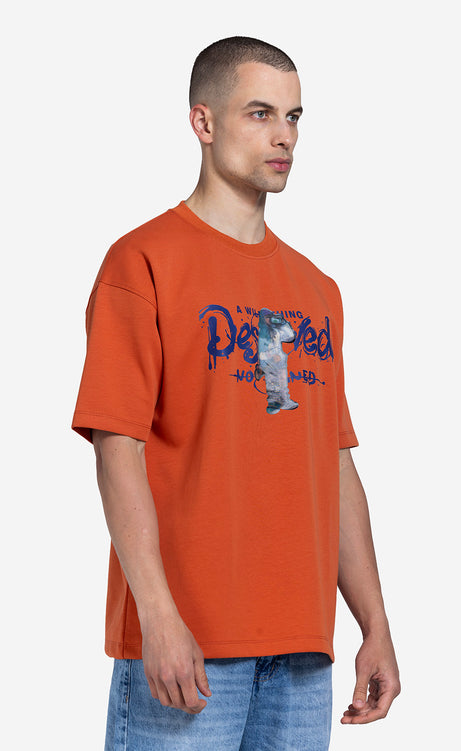 Men's Printed T-Shirt - Dark Orange, Cocoa & Mystic – view 2
