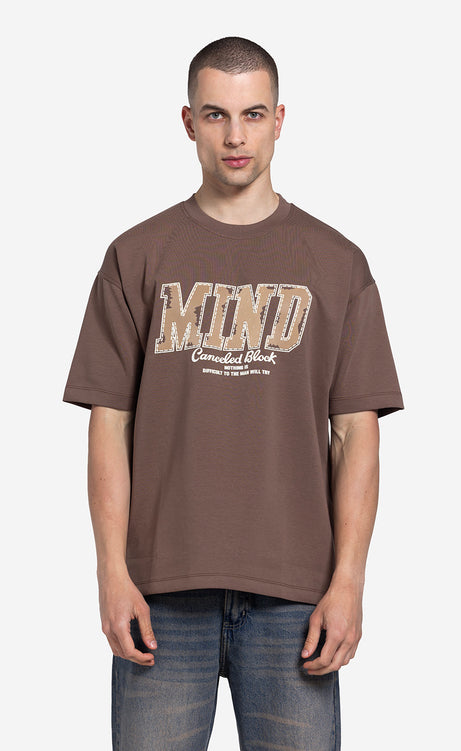 Men's Printed T-Shirt - Fossil, Cocoa & Black