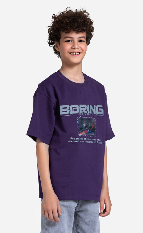 Boys' Printed T-Shirt - Brick, Dark Purple & Dark Mystic – view 2