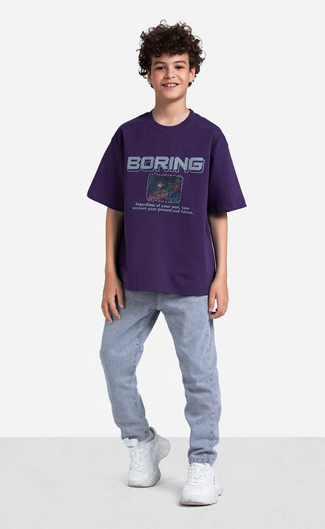 Boys' Printed T-Shirt - Brick, Dark Purple & Dark Mystic – view 4
