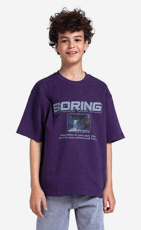 Boys' Printed T-Shirt - Brick, Dark Purple & Dark Mystic