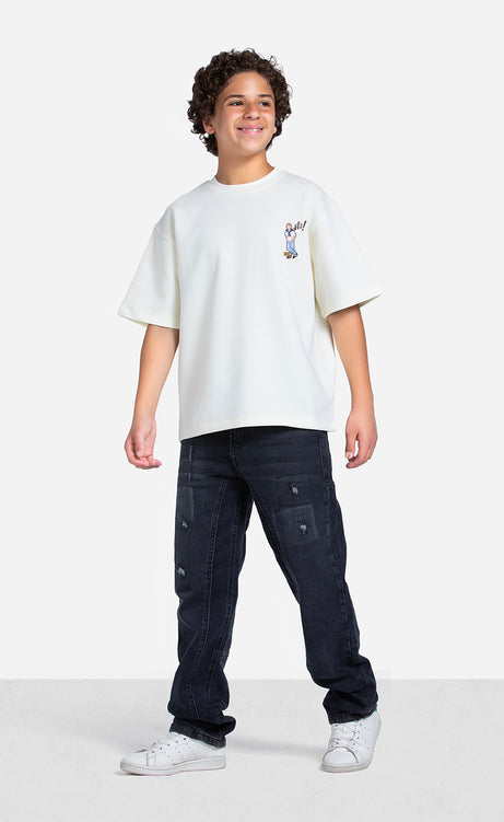 Boys' Printed T-Shirt - Dark Green & Off-White – view 8