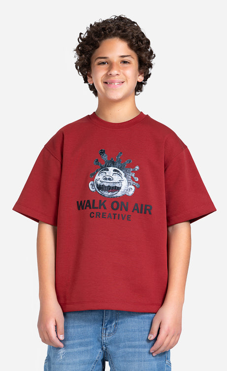 Boys' Printed T-Shirt - Brick, Dusty Green & Black