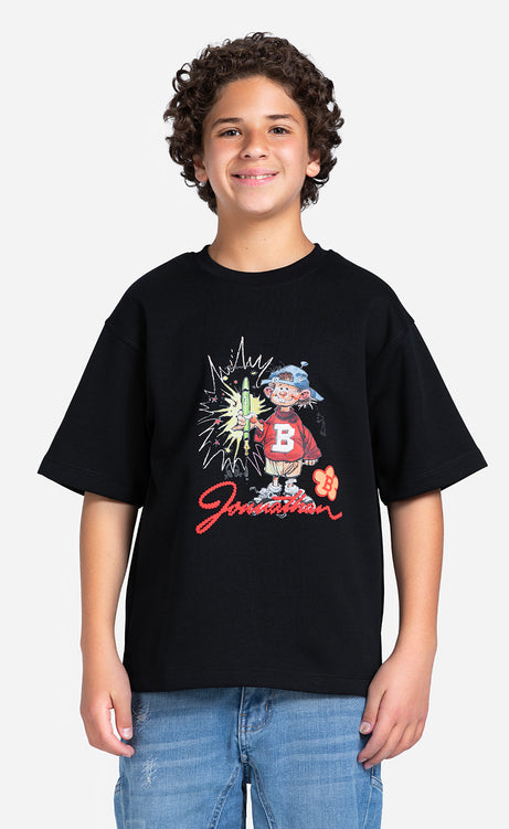 Boys' Printed Crew-Neck Short-Sleeve T-Shirt