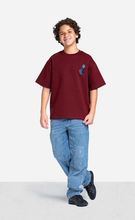 Boys' Printed T-Shirt - Burgundy, Orange & Dusty Green – view 4