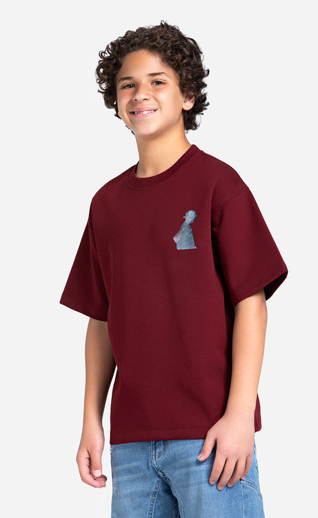 Boys' Printed T-Shirt - Burgundy, Orange & Dusty Green – view 2
