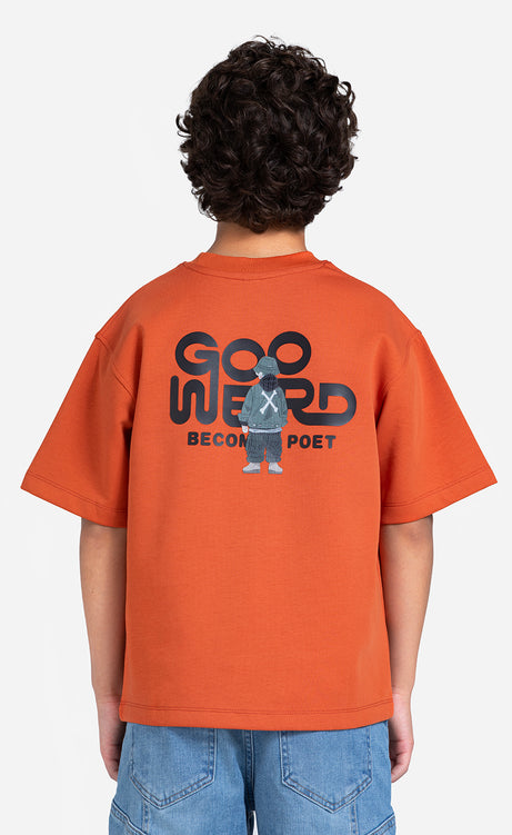 Boys' Printed T-Shirt - Orange, Silver & Black – view 8