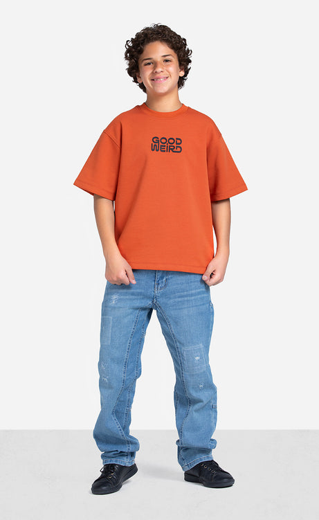 Boys' Printed T-Shirt - Orange, Silver & Black – view 9
