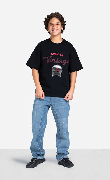 Boys' Printed T-Shirt - Black, Baby Blue & Brick – view 8