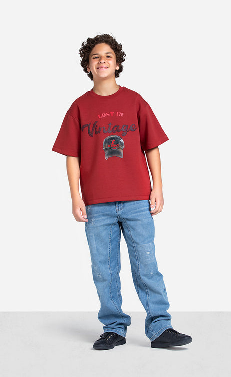 Boys' Printed T-Shirt - Black, Baby Blue & Brick – view 4