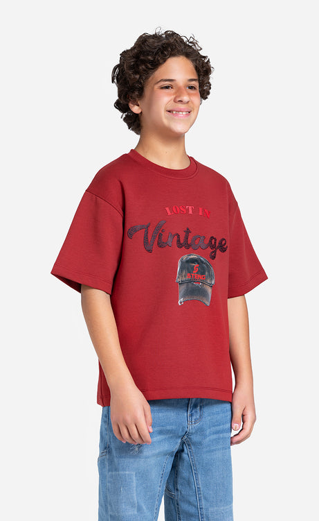 Boys' Printed T-Shirt - Black, Baby Blue & Brick – view 2