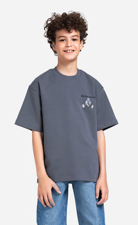 Boys' Printed T-Shirt - Dark Purple, Dark Gray & Olive Drab – view 2