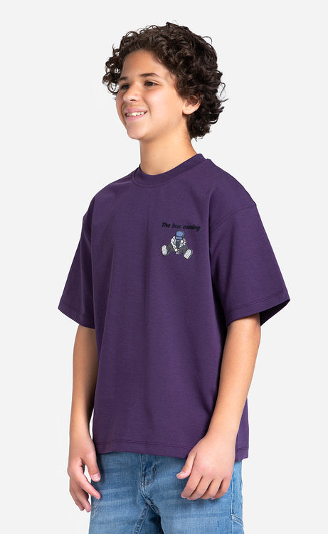 Boys' Printed T-Shirt - Dark Purple, Dark Gray & Olive Drab – view 4