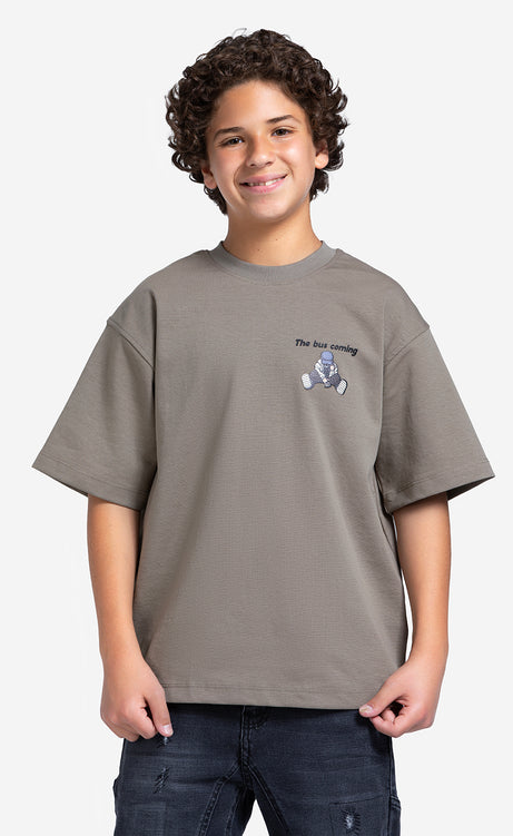 Boys' Printed T-Shirt - Dark Purple, Dark Gray & Olive Drab – view 3