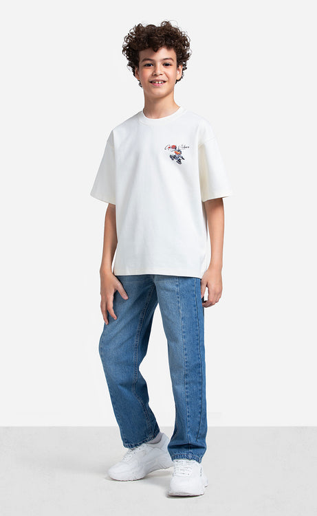 Boys' Printed T-Shirt - Orange, Ecru & Olive – view 4