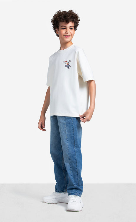 Boys' Printed T-Shirt - Orange, Ecru & Olive – view 3