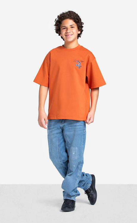 Boys' Printed T-Shirt - Orange, Ecru & Olive – view 8