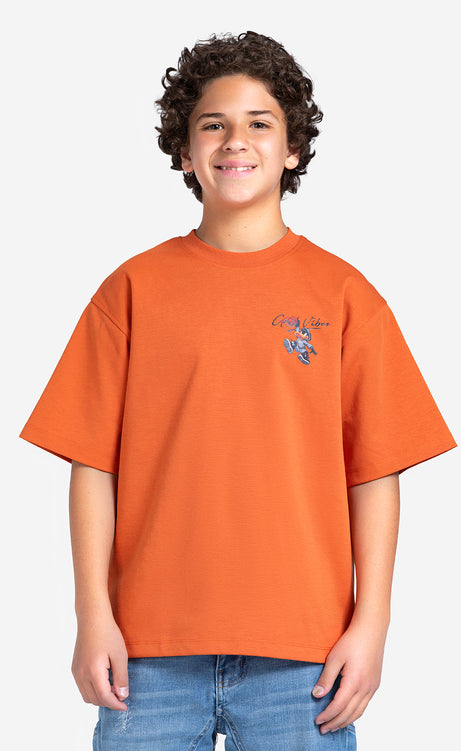 Boys' Printed T-Shirt - Orange, Ecru & Olive – view 5