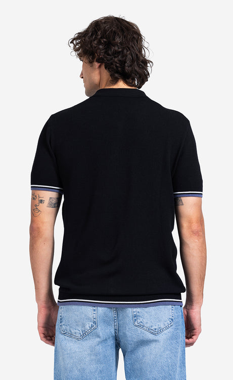 Men's Plain Short-Sleeve Polo Shirt - Black & Mint – view 4