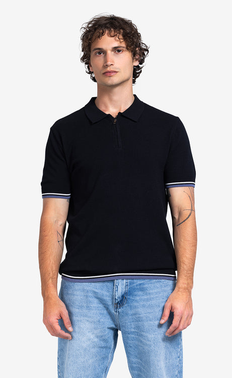 Men's Plain Short-Sleeve Polo Shirt - Black & Mint