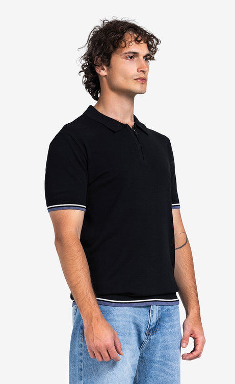 Men's Plain Short-Sleeve Polo Shirt - Black & Mint – view 3