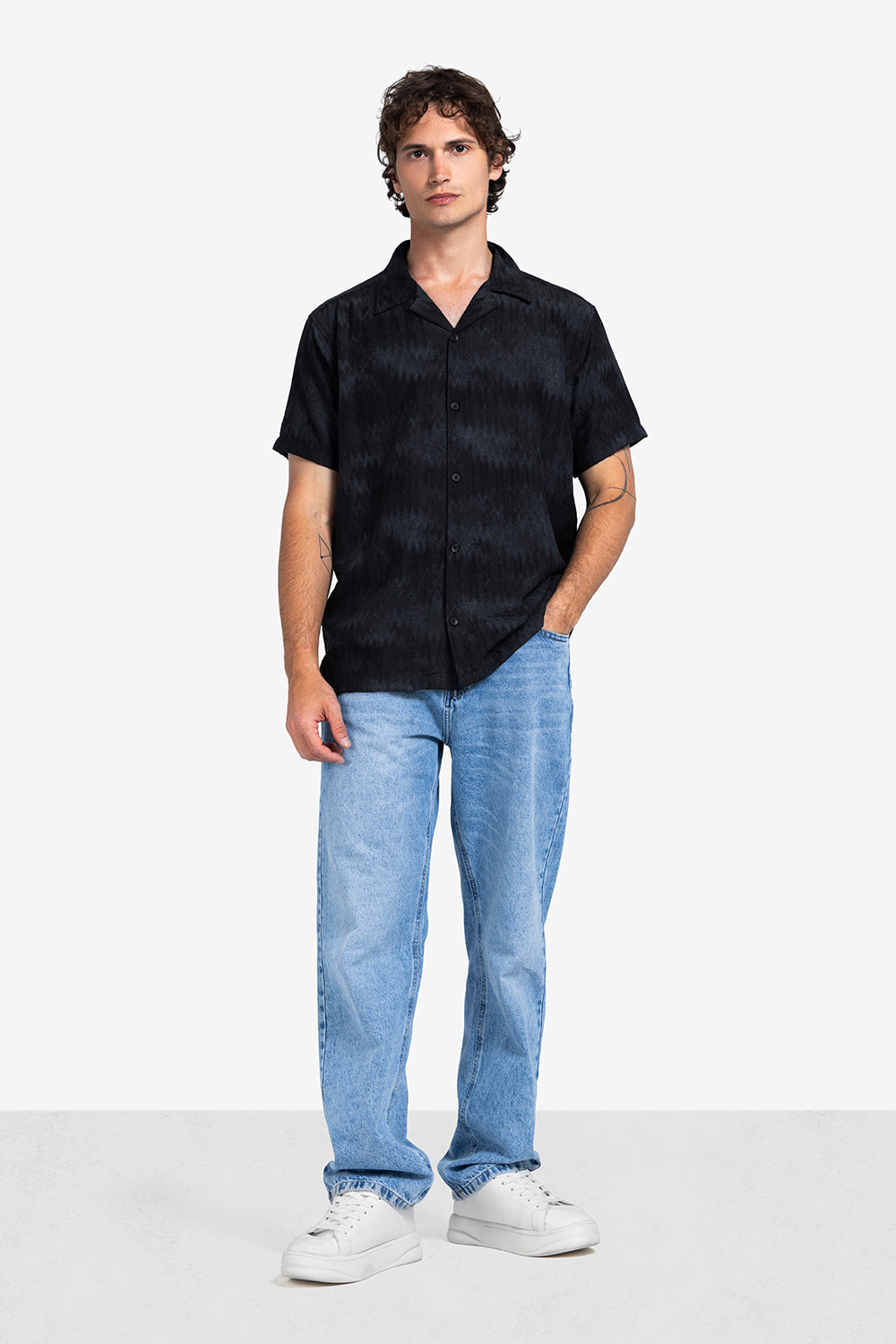Half sleeve shirt - Men - Textured