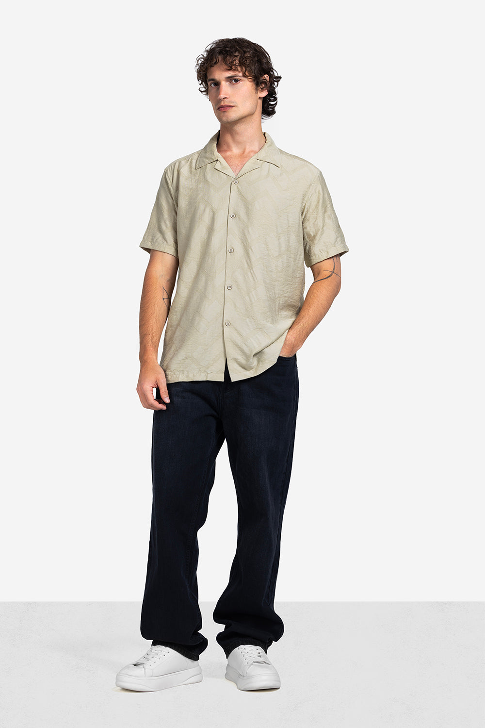 Half sleeve shirt - Men - Textured