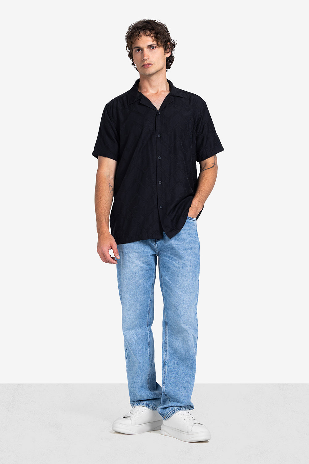 Half sleeve shirt - Men - Textured