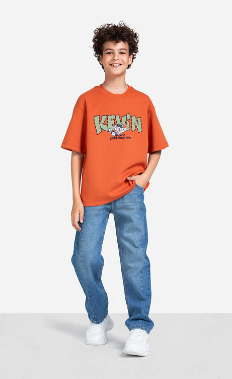Boys' Printed T-Shirt - Silver, Orange & Cocoa – view 6