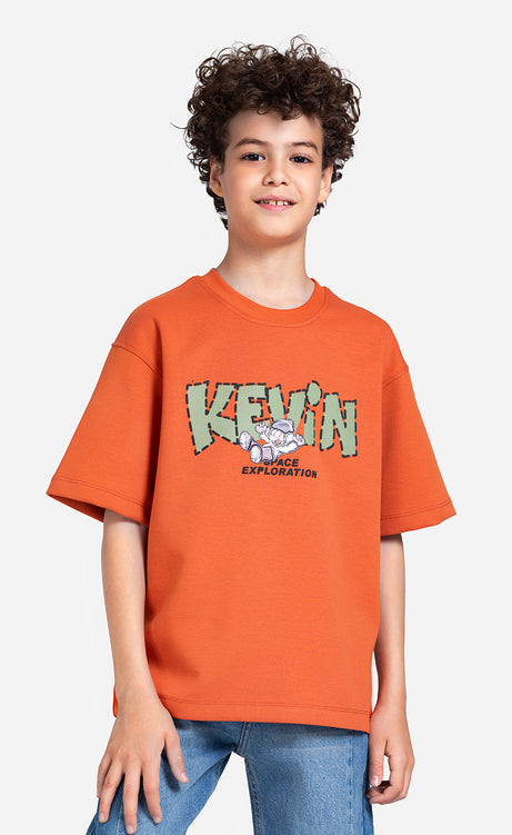 Boys' Printed T-Shirt - Silver, Orange & Cocoa – view 3