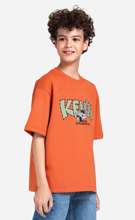 Boys' Printed T-Shirt - Silver, Orange & Cocoa – view 4
