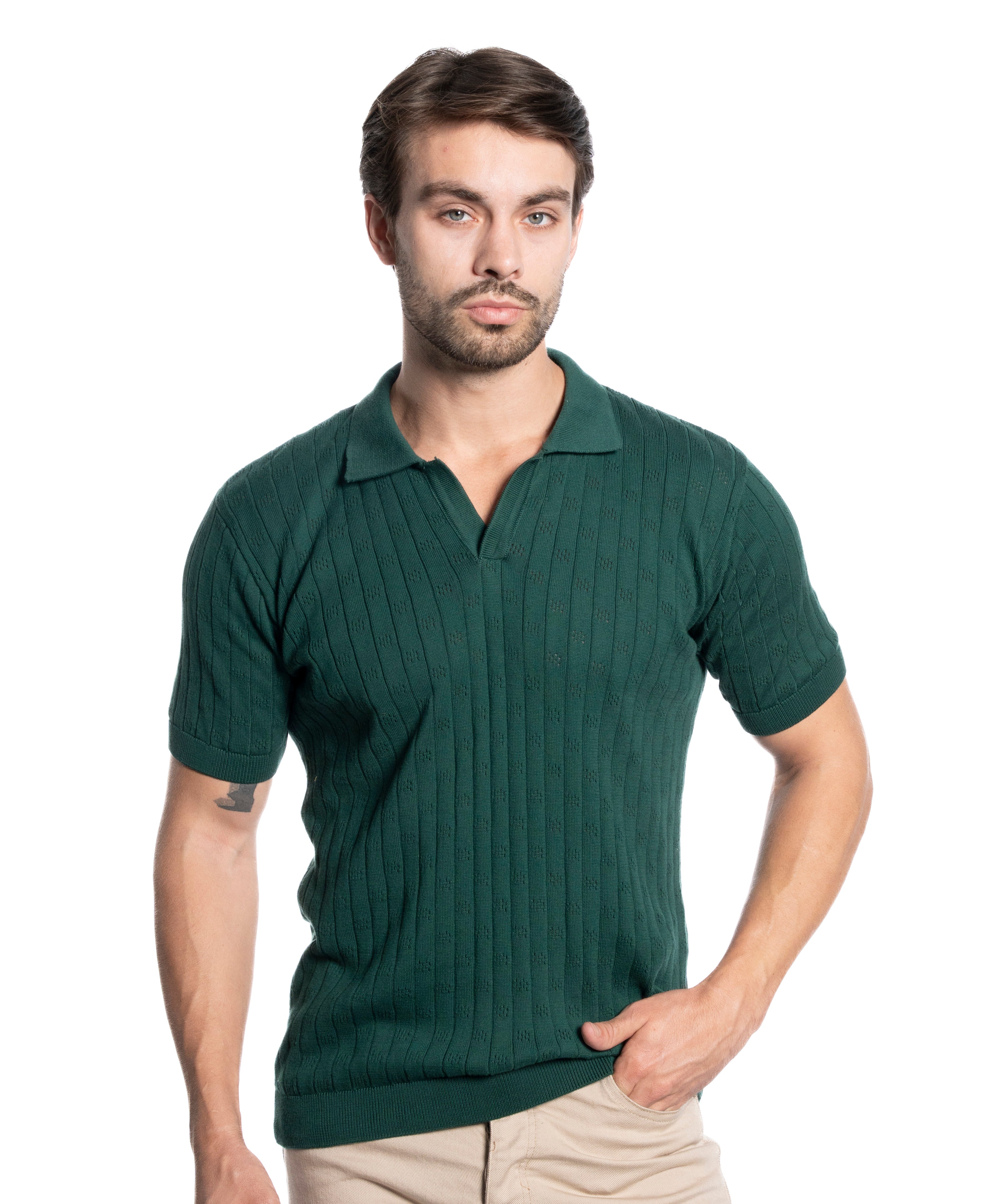 Polo T-shirt - Men - Plain knitted