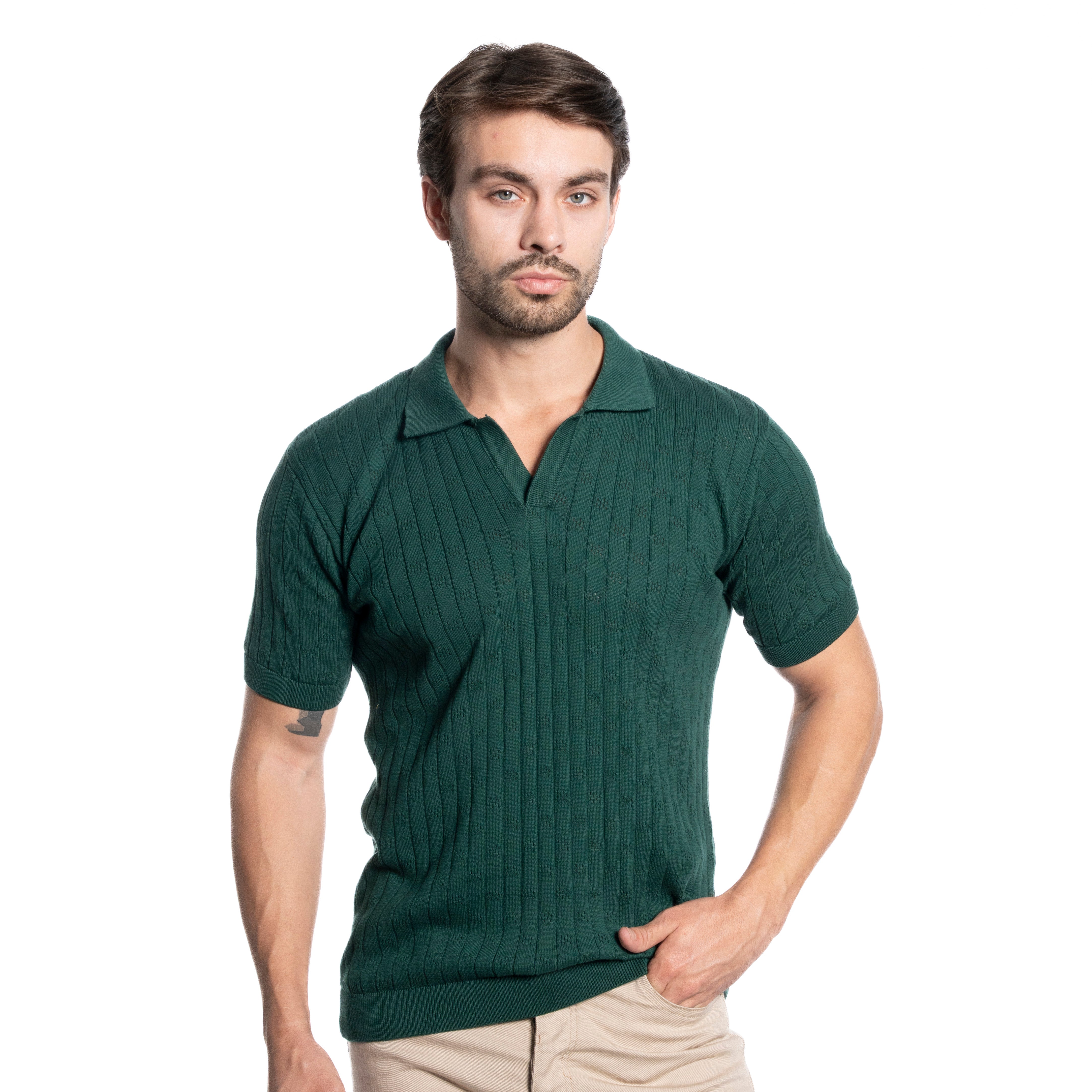 Polo T-shirt - Men - Plain knitted