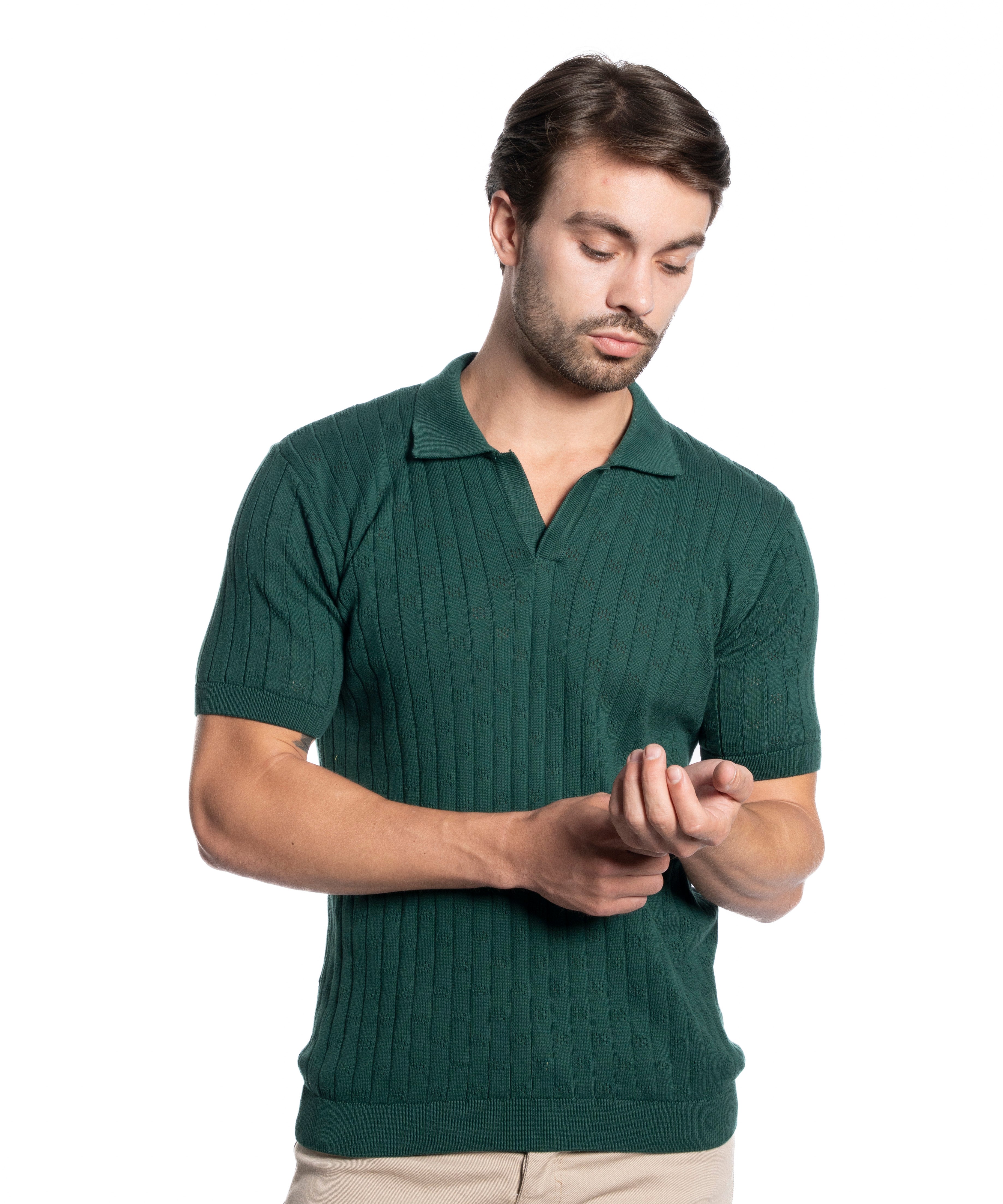 Polo T-shirt - Men - Plain knitted