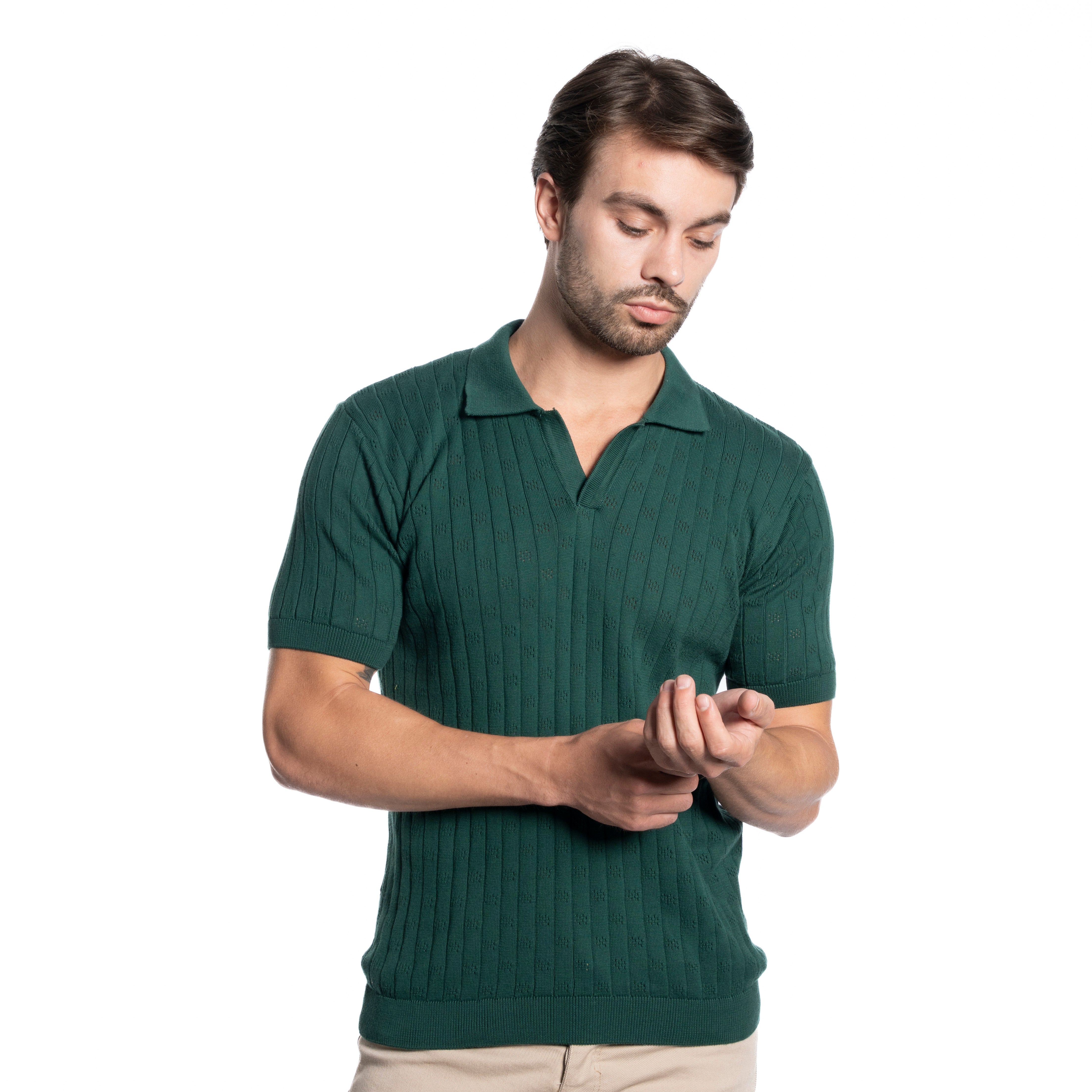 Polo T-shirt - Men - Plain knitted